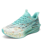 Women's abstract paint splatter platform lace-up sneakers
