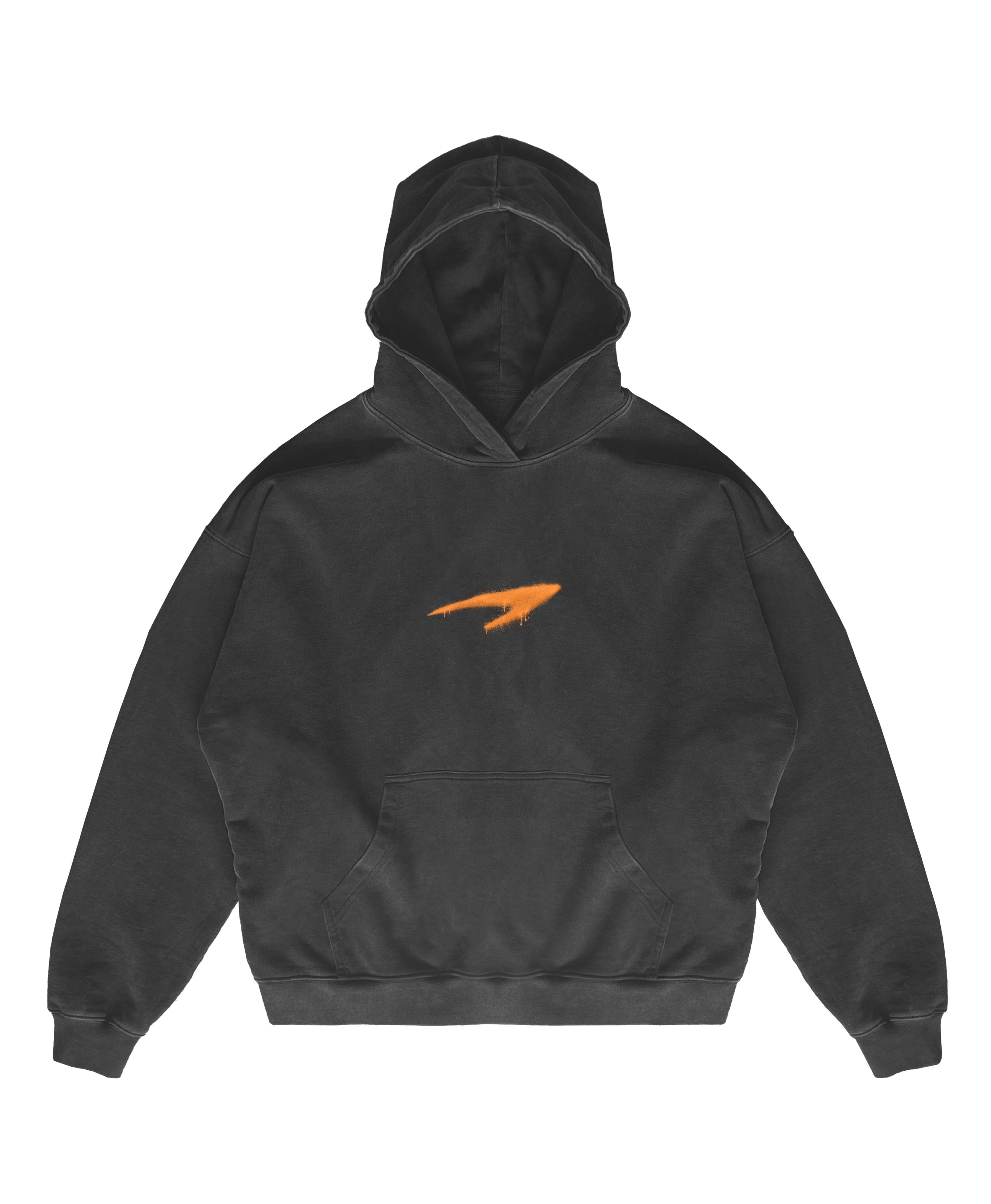 Unisex dark gray graffiti print hoodie with front pouch pocket