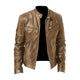 Men's zip front biker jacket with stand collar and zipped pockets