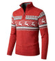 Men's Fair Isle Half-Zip Jumper, Reindeer Knit, Christmas