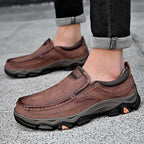 Men's casual moc toe loafers with chunky treaded soles
