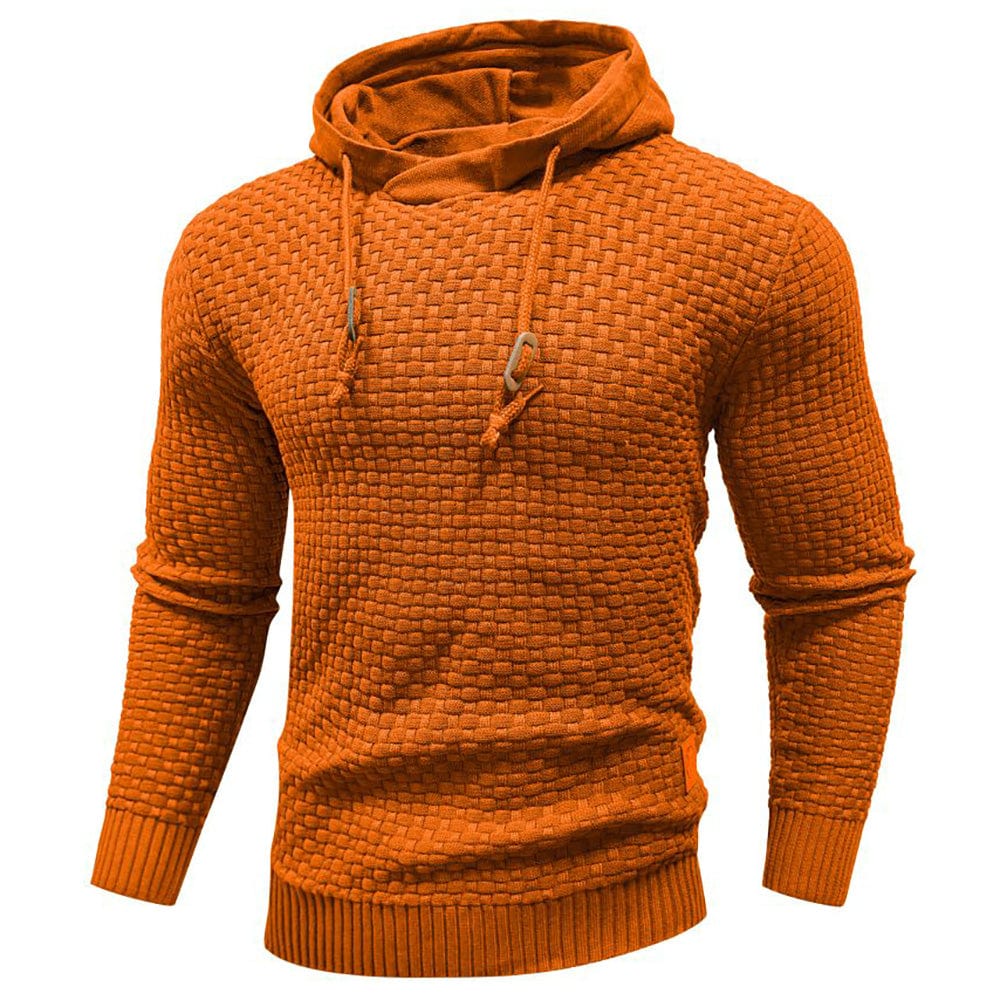 Men's textured hooded sweatshirt with drawstring hood and ribbed trims