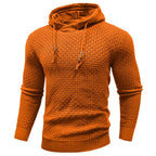 Men's textured hooded sweatshirt with drawstring hood and ribbed trims