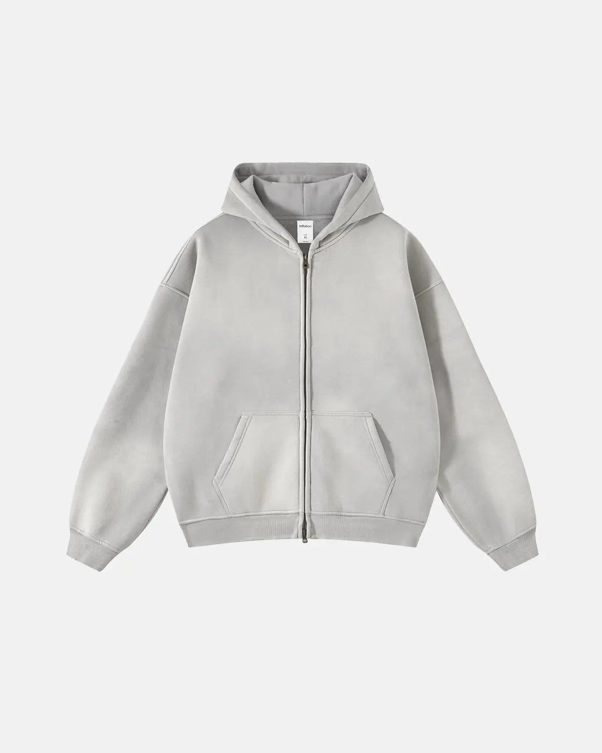 Men's washed zip-up hoodie with hood and kangaroo pockets