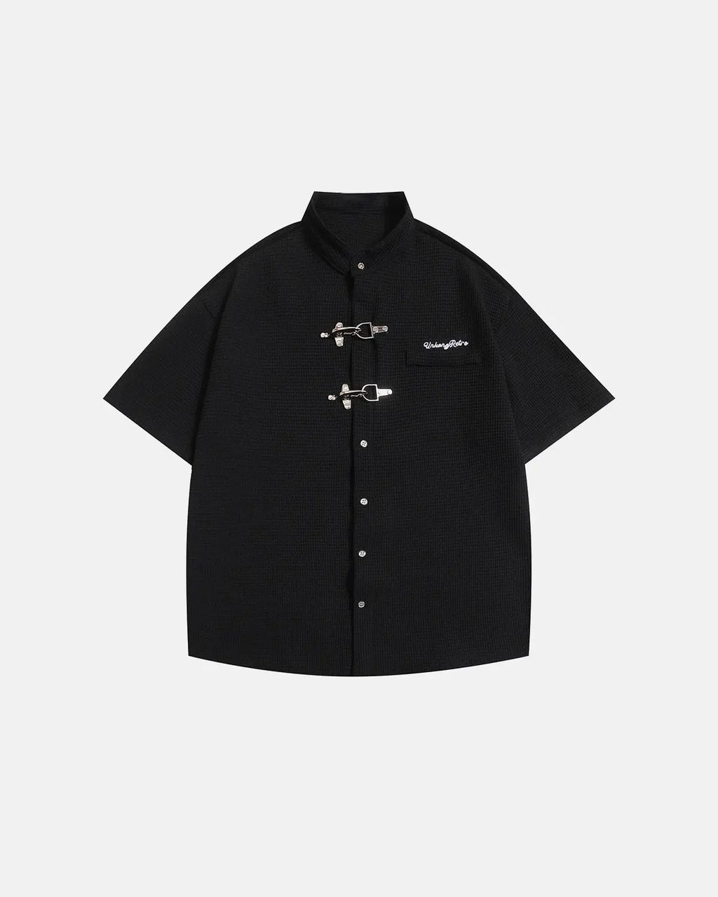 Men's short sleeve waffle shirt with metal clasps
