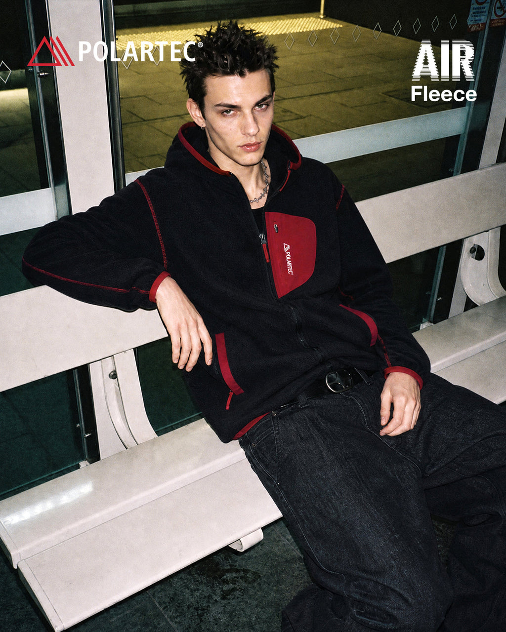 Unisex long-sleeve zip-up hoodie with hood, contrast trim and three front pockets