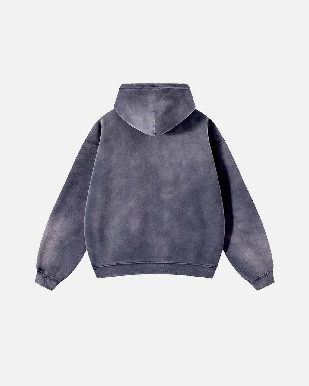 Unisex acid-washed zip-up hoodie with hood and front pockets