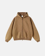 Men's washed zip-up hoodie with hood and kangaroo pockets