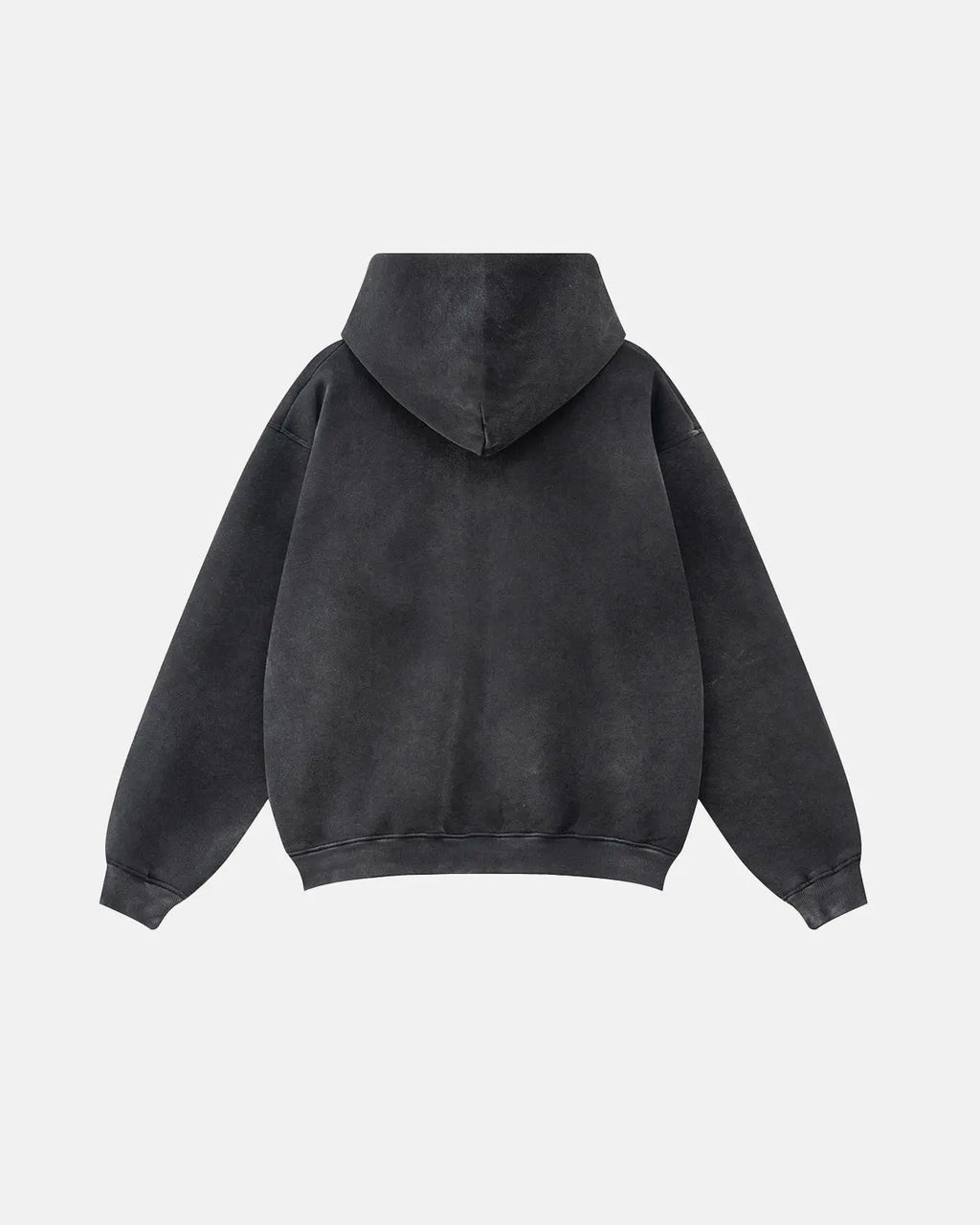 Men's washed graphic zip-up hoodie with hood and front pockets