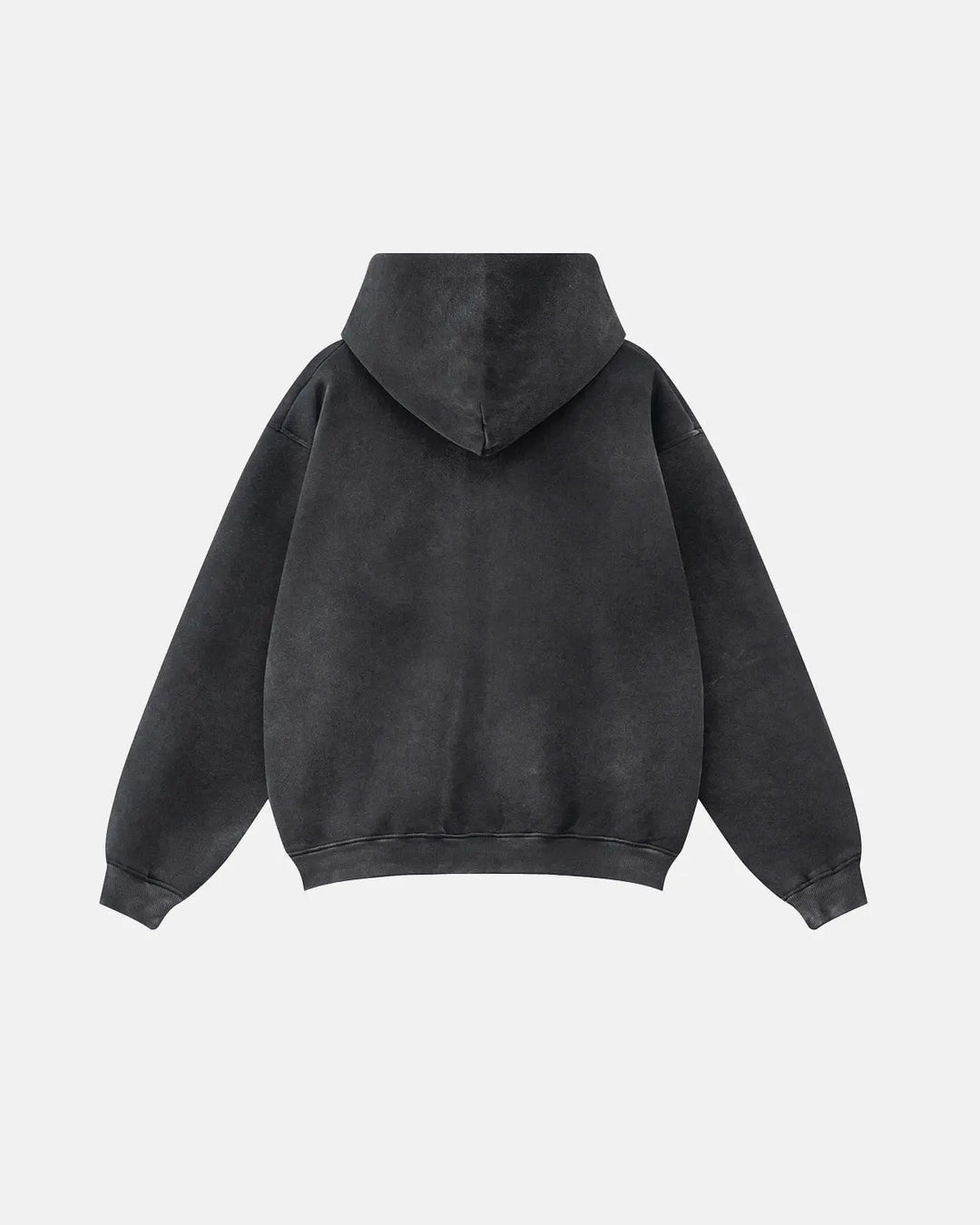 Men's washed graphic zip-up hoodie with hood and front pockets