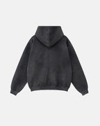 Men's washed graphic zip-up hoodie with hood and front pockets