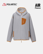 Unisex long-sleeve zip-up hoodie with hood, contrast trim and three front pockets