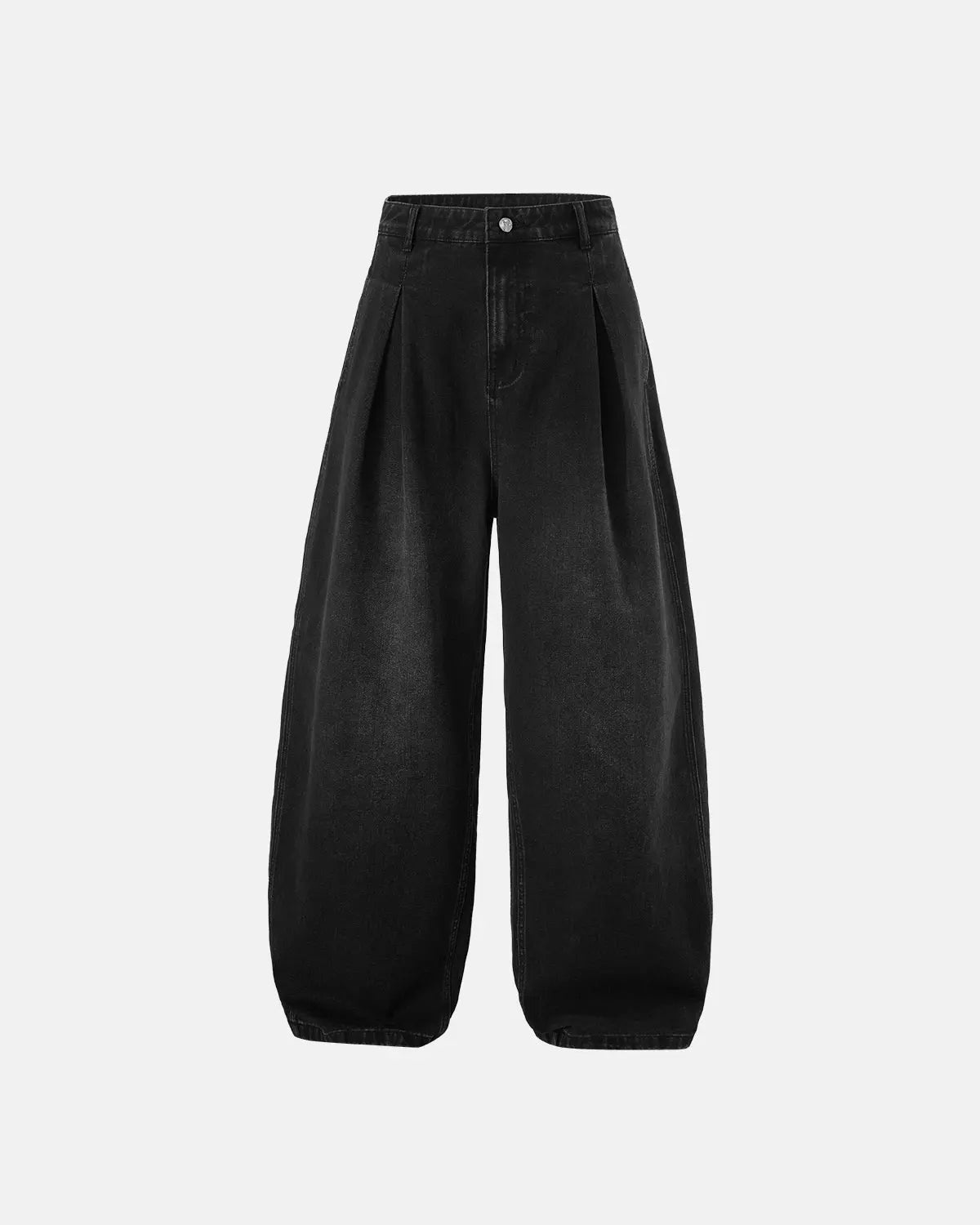 Super baggy acid washed jeans with pleated front and wide legs