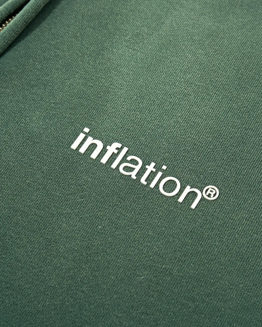 Green zip-up hoodie with hood, kangaroo pocket and ribbed trims