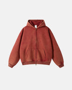 Men's washed zip-up hoodie with hood and kangaroo pockets