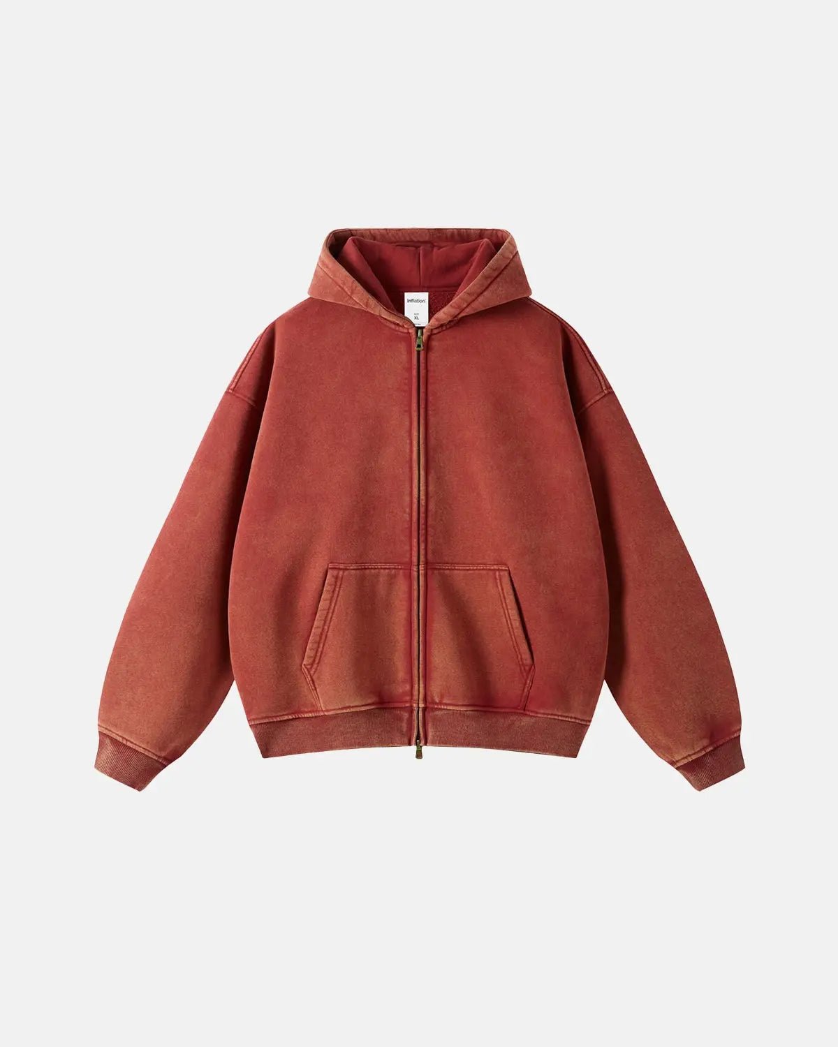Men's washed zip-up hoodie with hood and kangaroo pockets