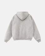 Men's washed graphic zip-up hoodie with hood and front pockets