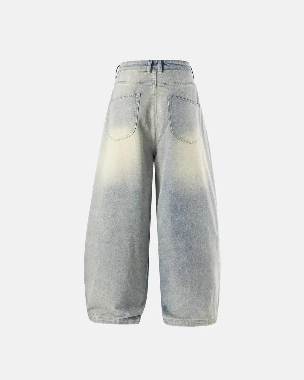 Super baggy acid washed jeans with pleated front and wide legs