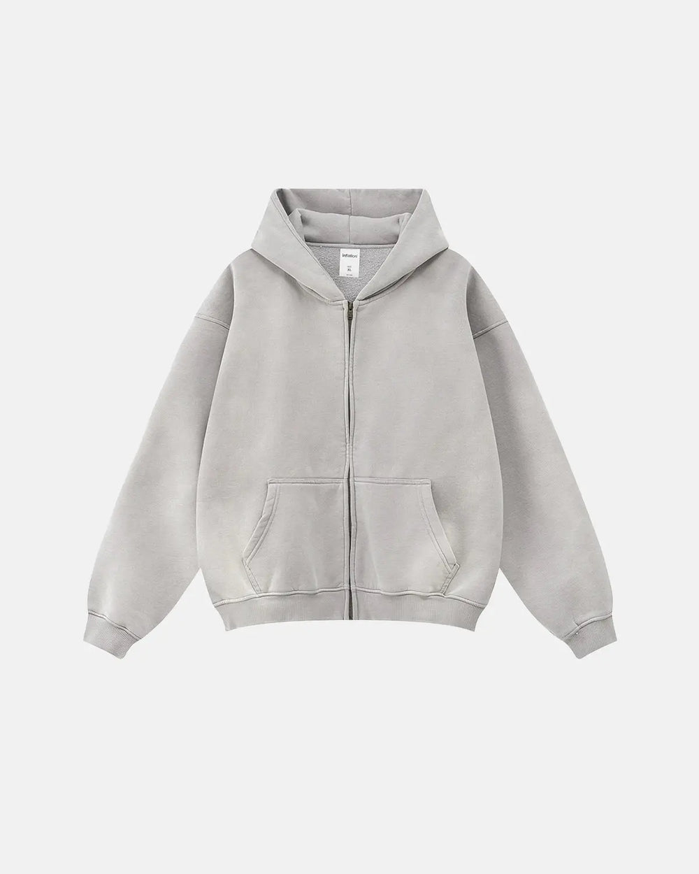 Men's acid washed full zip hoodie with hood and front pockets