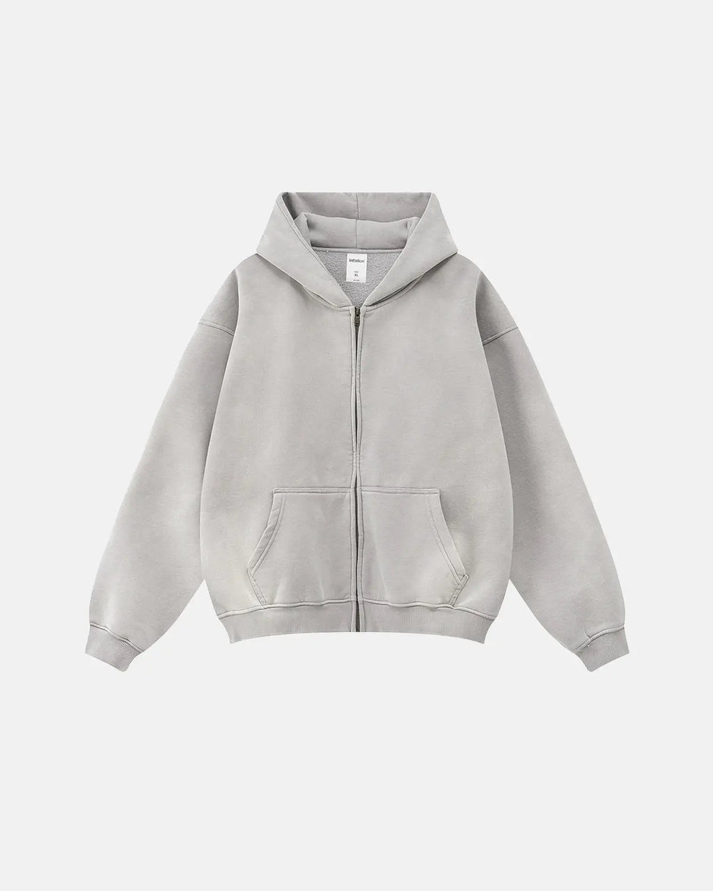 Men's acid washed full zip hoodie with hood and front pockets