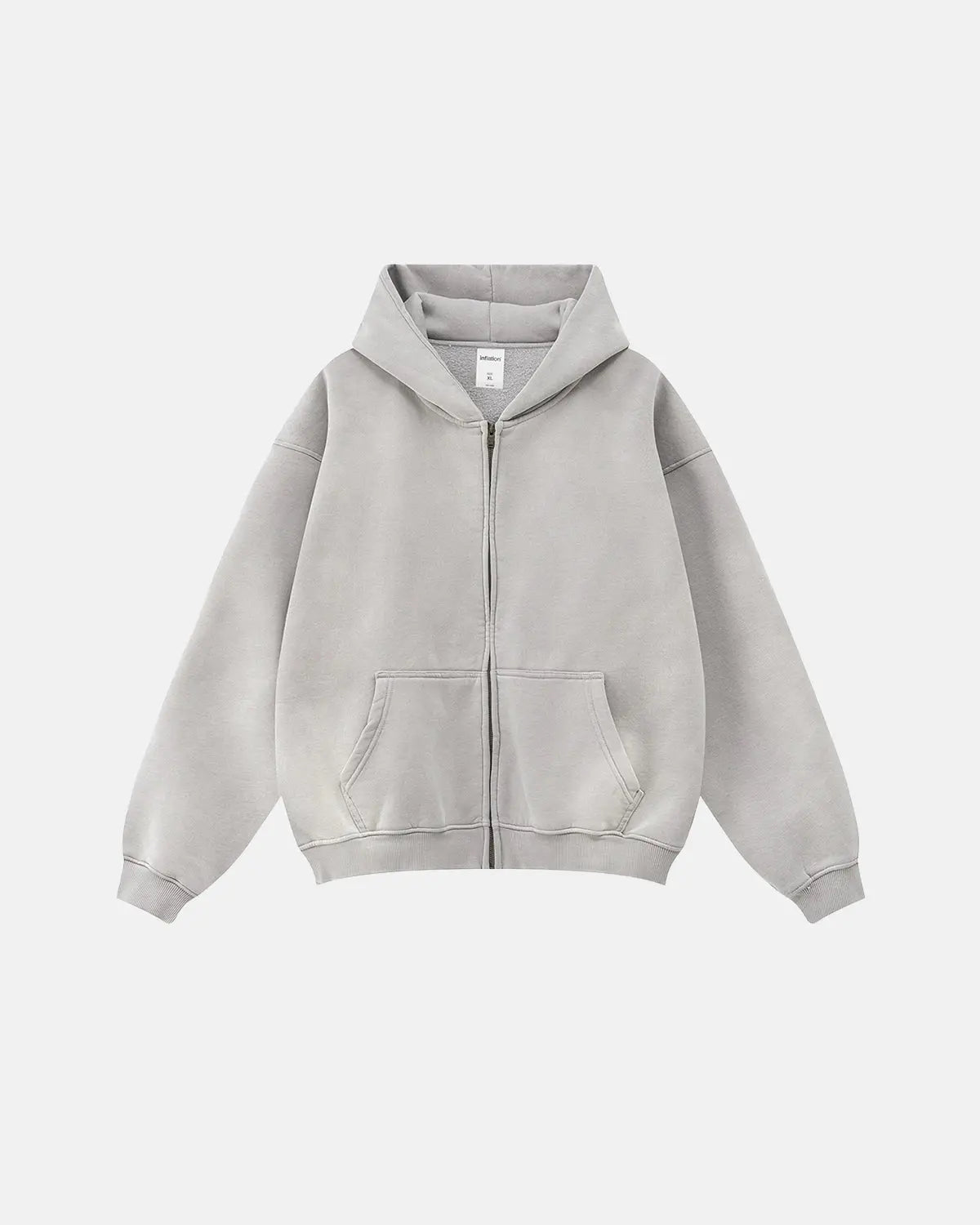 Men's acid washed full zip hoodie with hood and front pockets