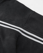 Men's black acid wash zip-up hoodie with white stripes