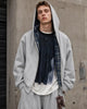 Men's grey reversible plaid cropped hoodie with zip front