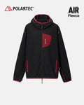 Unisex long-sleeve zip-up hoodie with hood, contrast trim and three front pockets