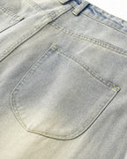 Super baggy acid washed jeans with pleated front and wide legs