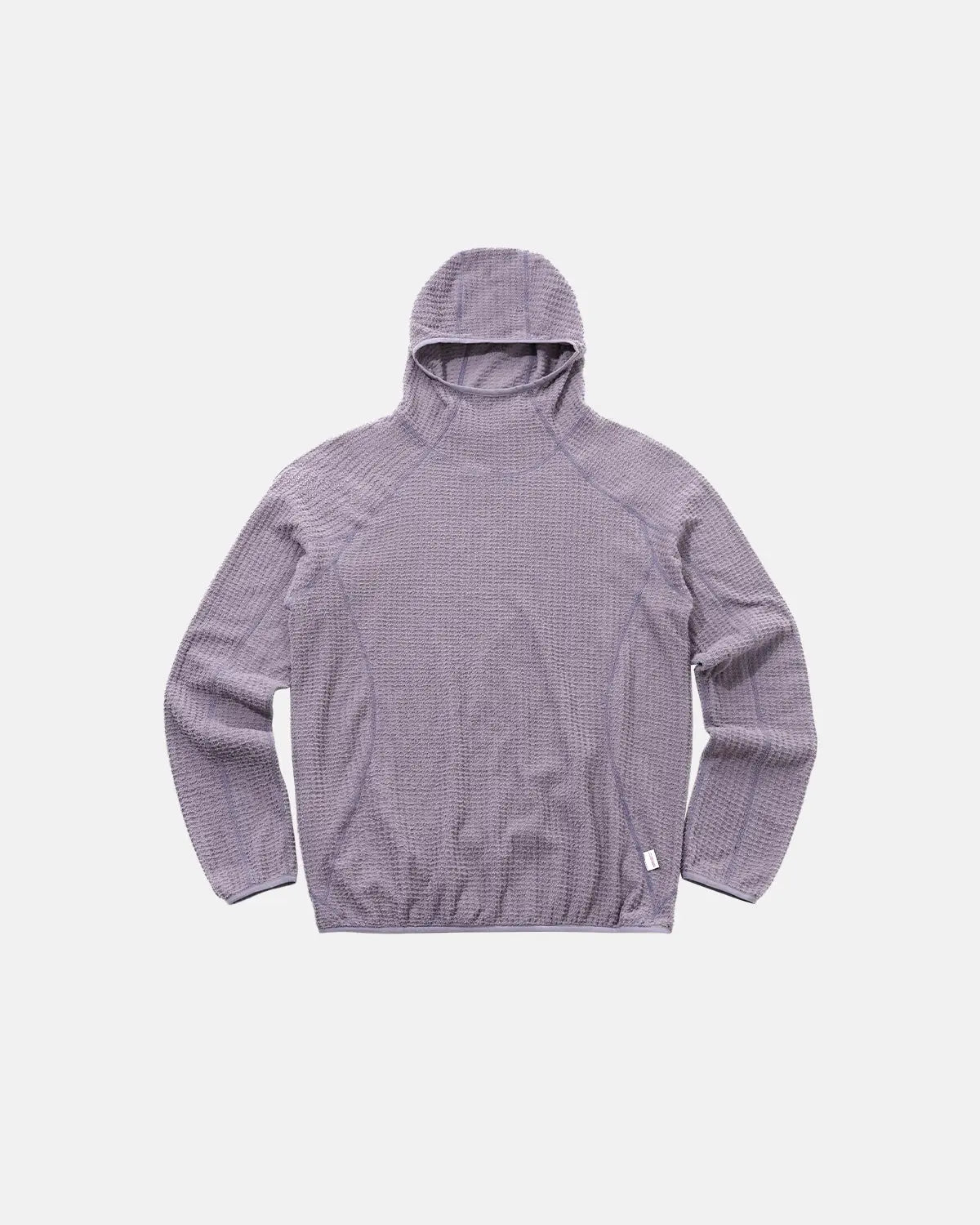 Men's textured hooded pullover with high neck and long sleeves