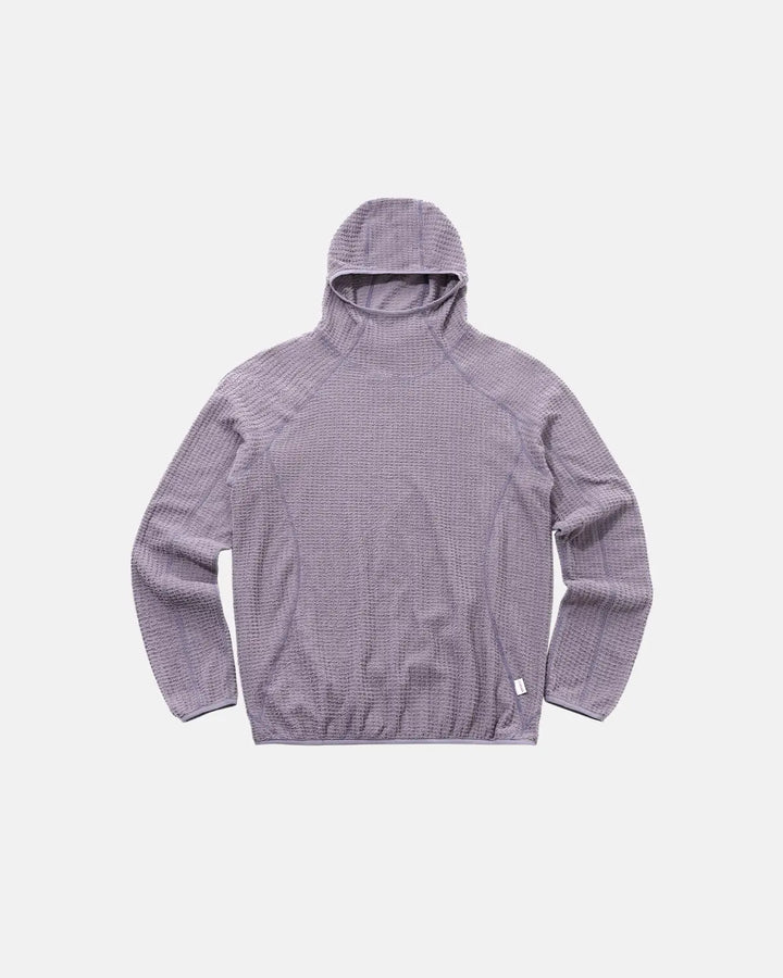 Men's textured hooded pullover with high neck and long sleeves
