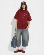 Men's short sleeve waffle shirt with metal clasps