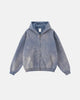 Men's acid washed full zip hoodie with hood and front pockets