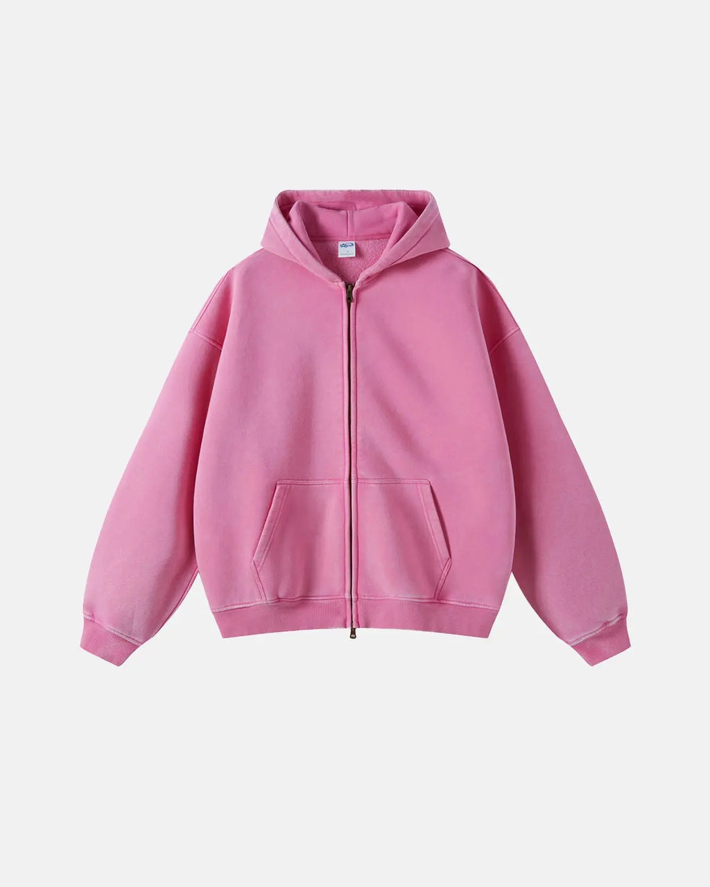 Men's washed zip-up hoodie with hood and kangaroo pockets