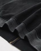 Men's black acid wash zip-up hoodie with white stripes