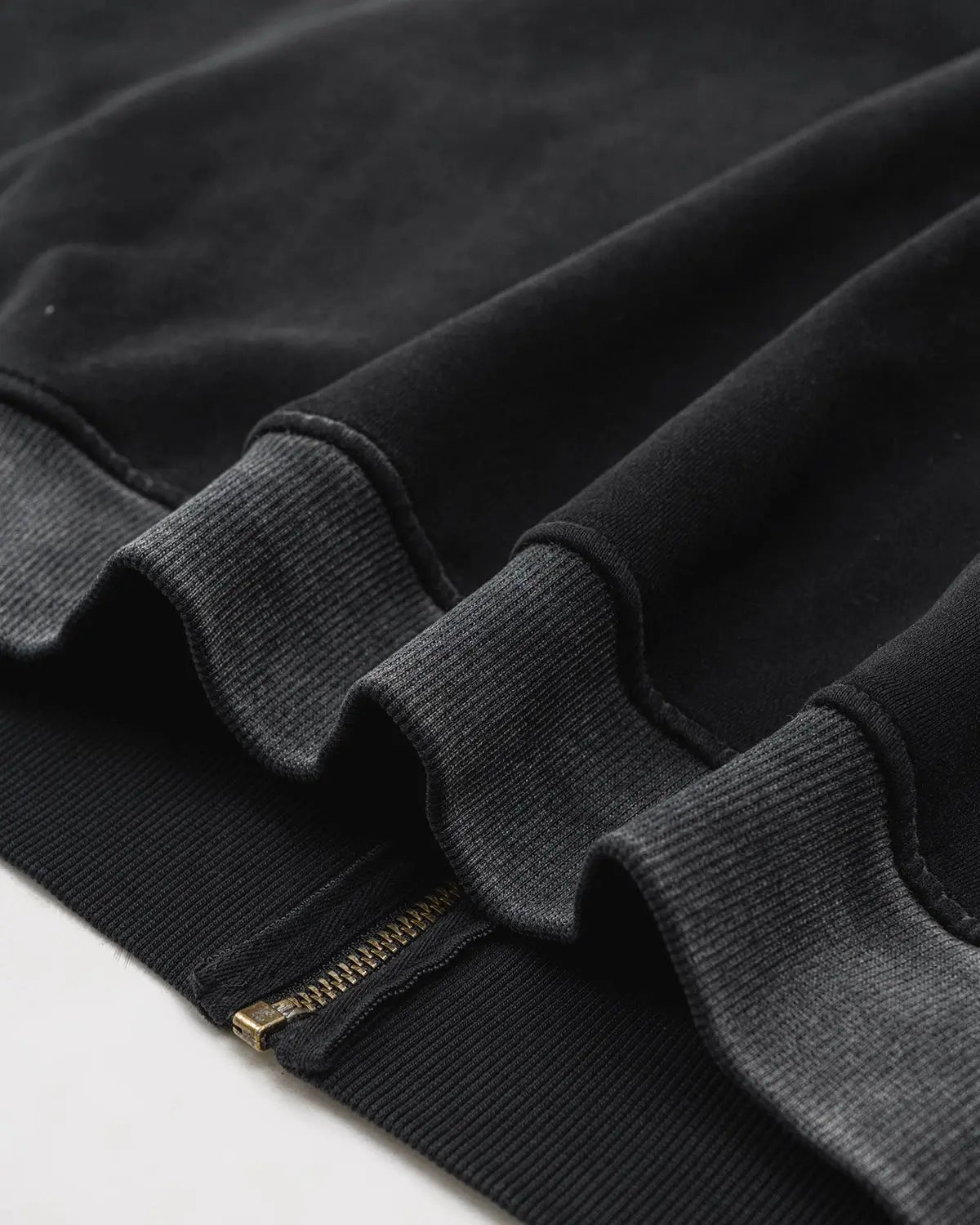 Men's black acid wash zip-up hoodie with white stripes