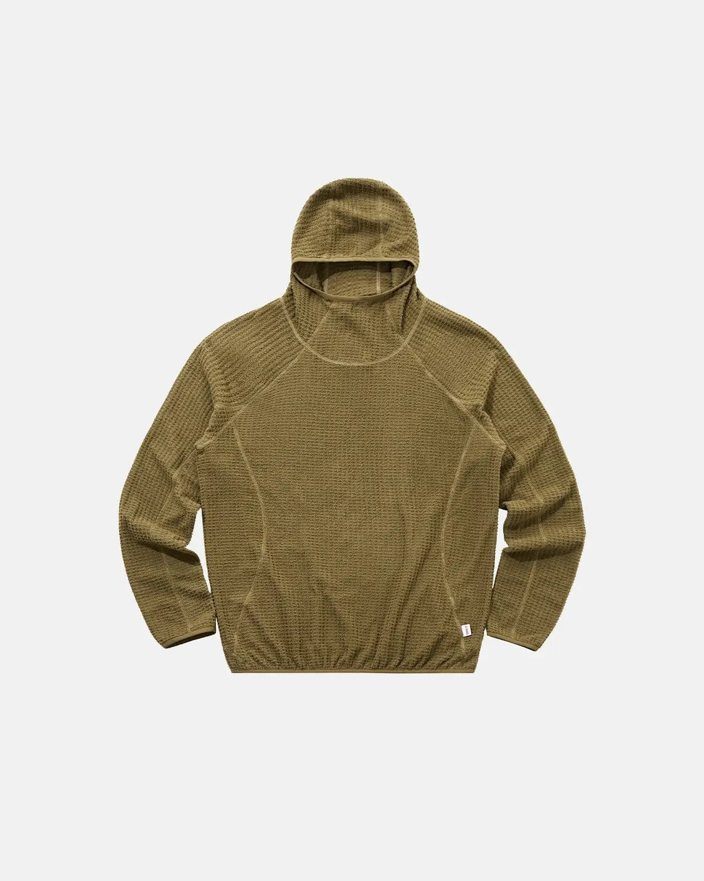 Men's textured hooded pullover with high neck and long sleeves