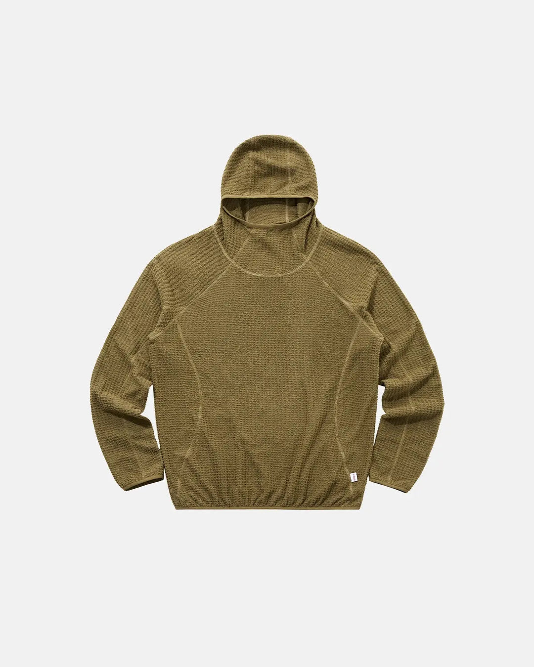 Men's textured hooded pullover with high neck and long sleeves