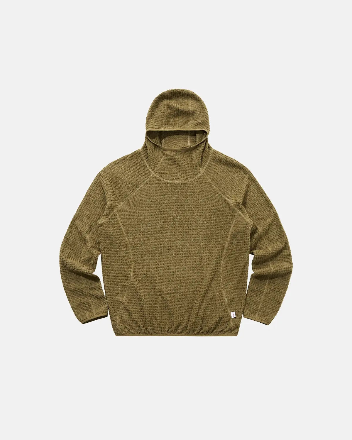 Men's textured hooded pullover with high neck and long sleeves