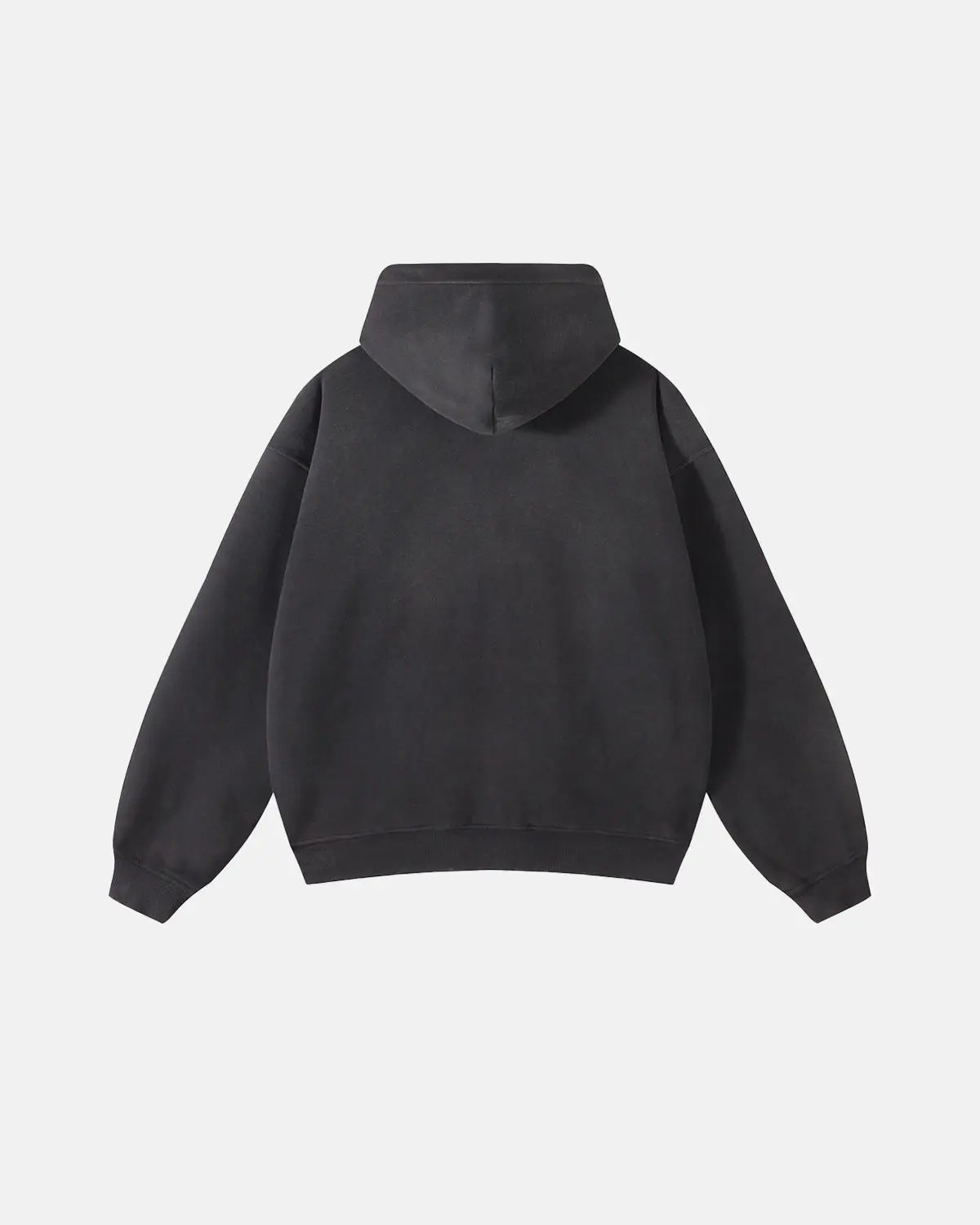 Unisex acid-washed zip-up hoodie with hood and front pockets