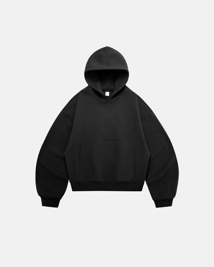 Unisex boxy hoodie with hood, long sleeves and kangaroo pocket