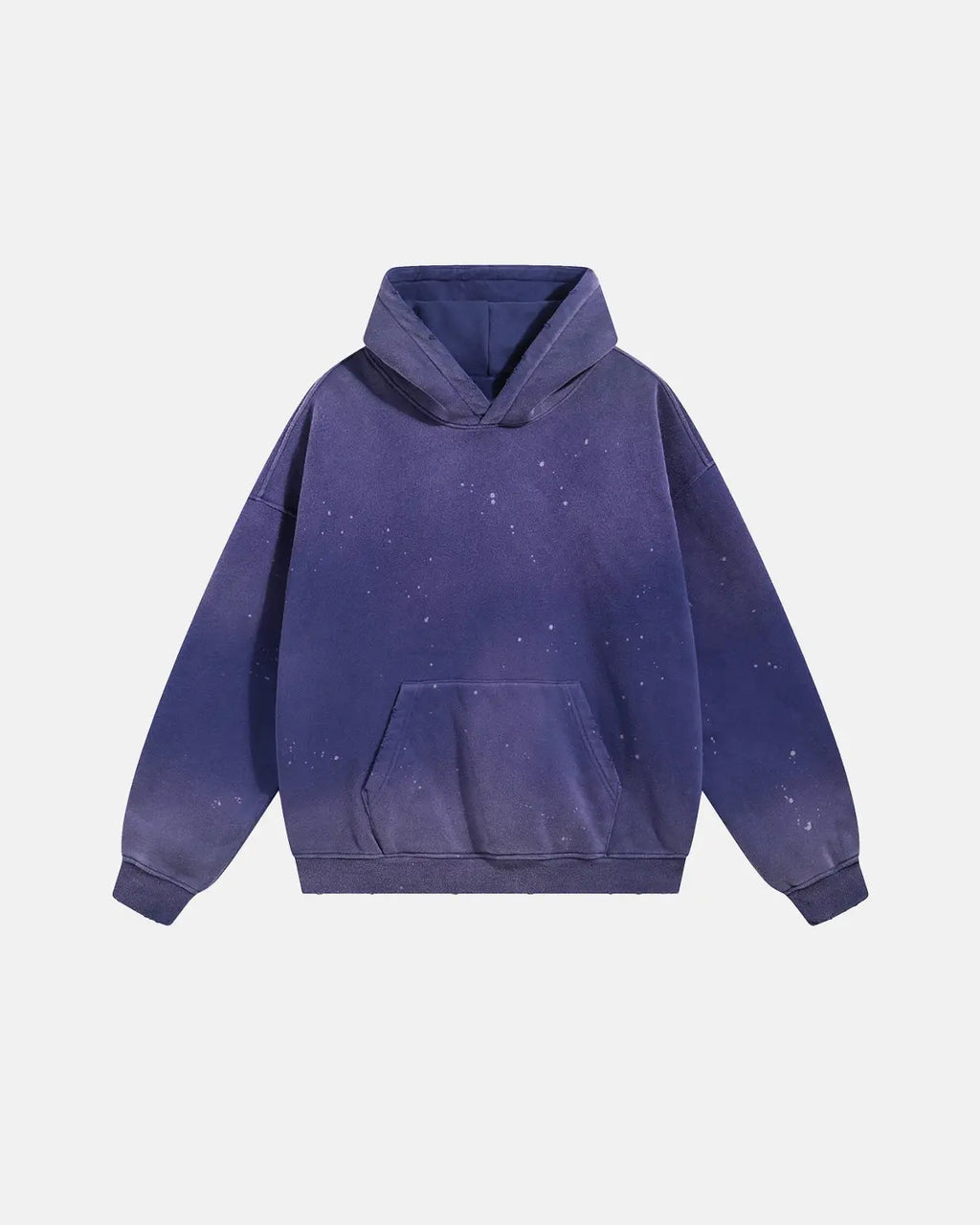 Acid-washed hooded sweatshirt with long sleeves and front kangaroo pocket