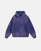 Acid-washed hooded sweatshirt with long sleeves and front kangaroo pocket