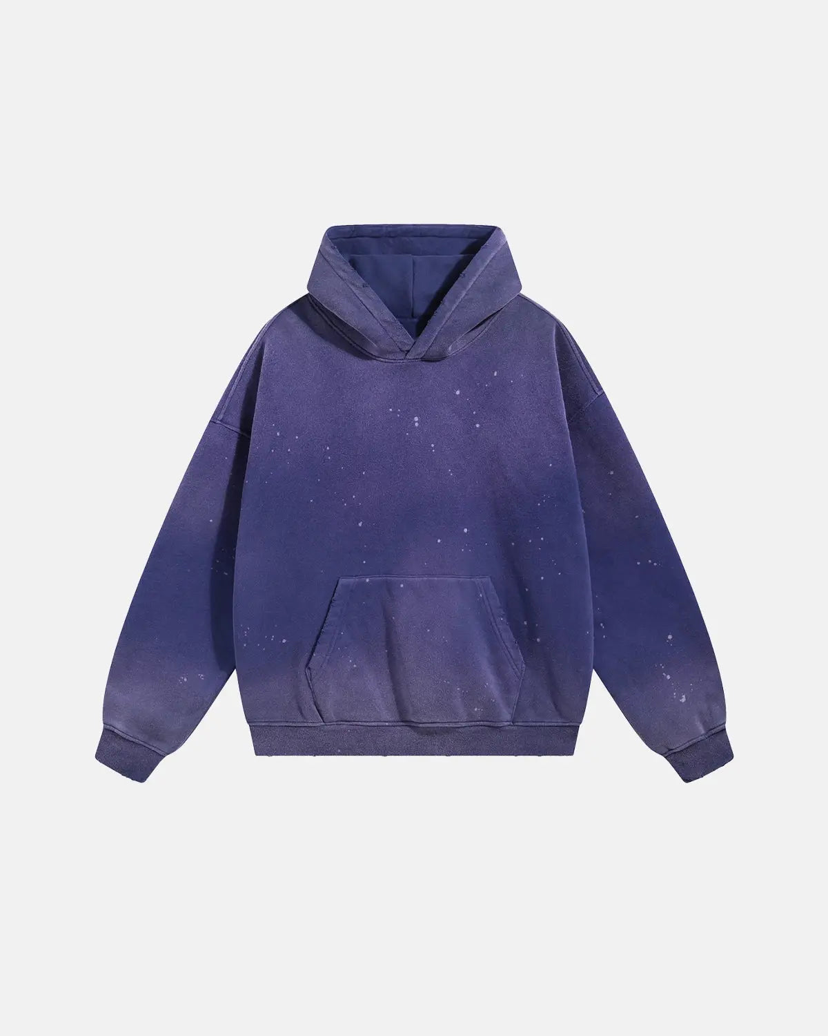 Acid-washed hooded sweatshirt with long sleeves and front kangaroo pocket