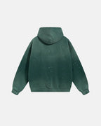 Acid-washed hooded sweatshirt with long sleeves and front kangaroo pocket
