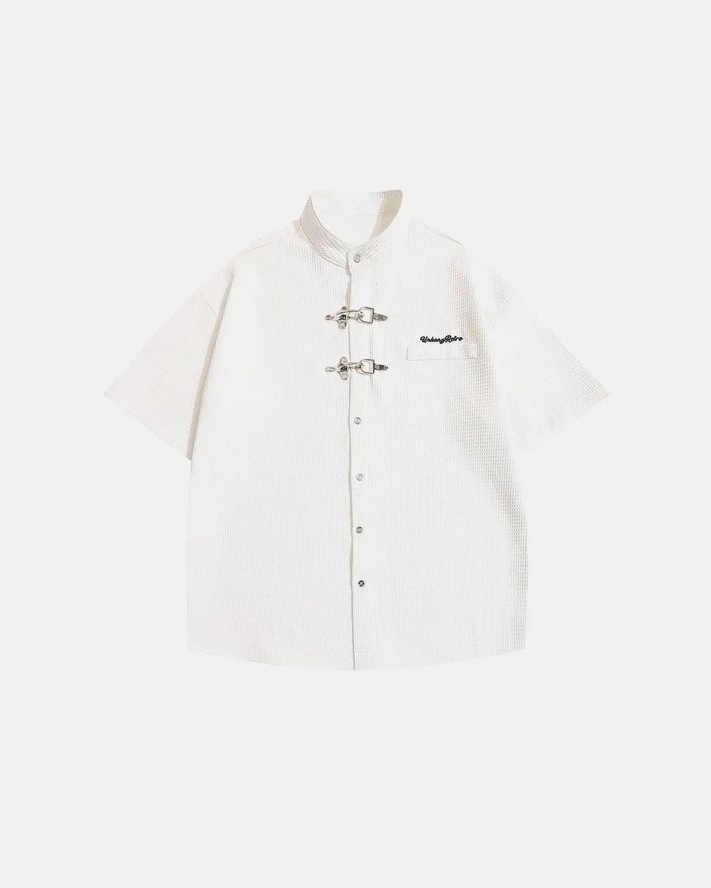 Men's short sleeve waffle shirt with metal clasps
