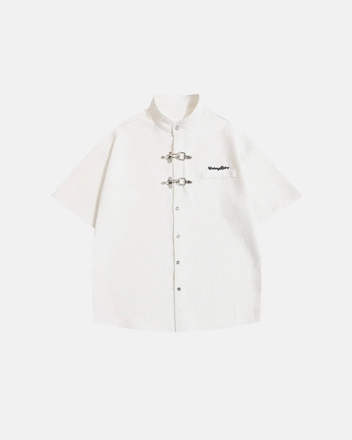 Men's short sleeve waffle shirt with metal clasps