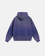 Acid-washed hooded sweatshirt with long sleeves and front kangaroo pocket