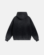 Acid-washed hooded sweatshirt with long sleeves and front kangaroo pocket