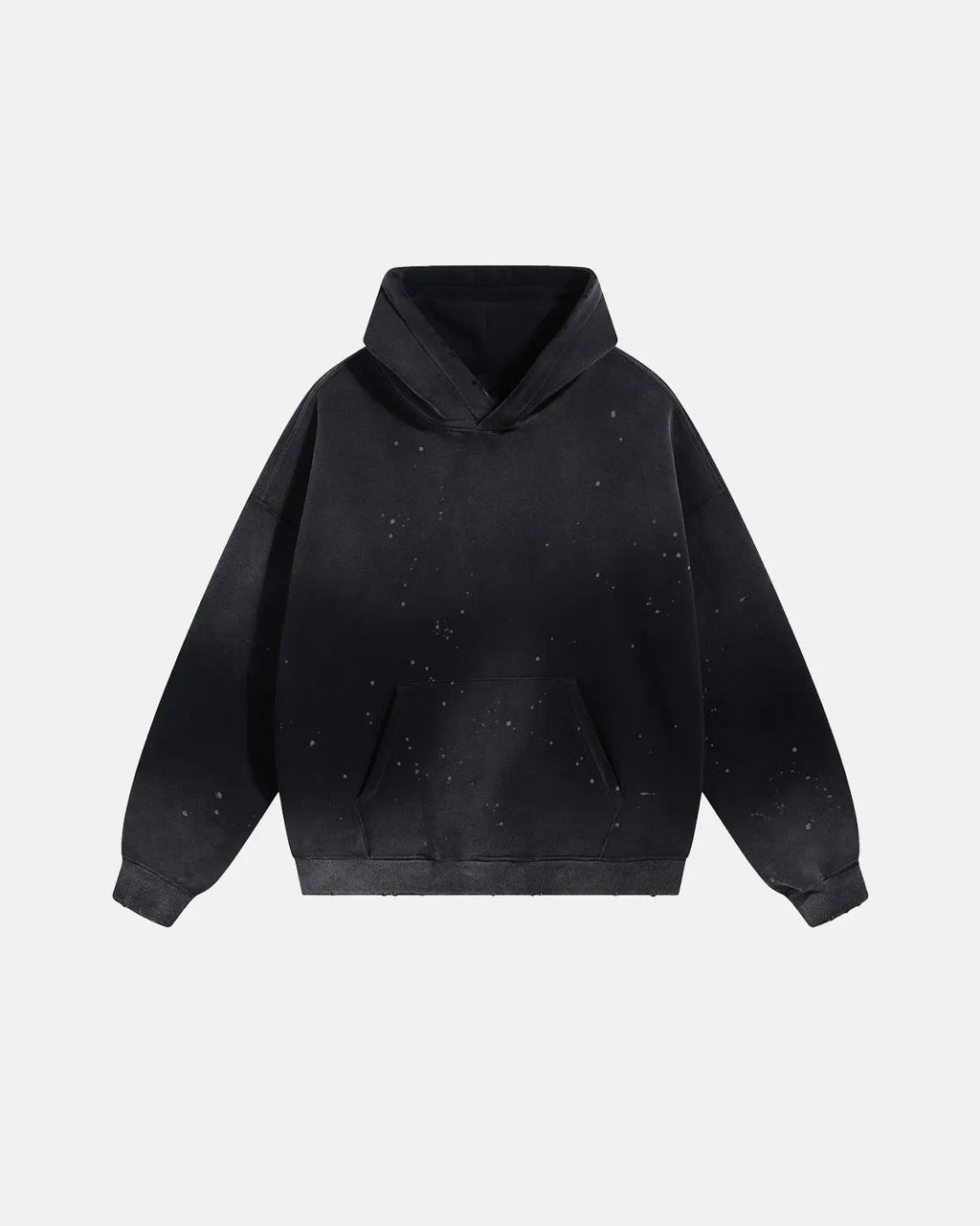 Acid-washed hooded sweatshirt with long sleeves and front kangaroo pocket